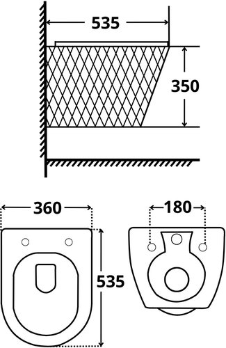 Унитаз подвесной Roxen Vine Tornado 36x53,5 сиденье Duroplast, Soft Close