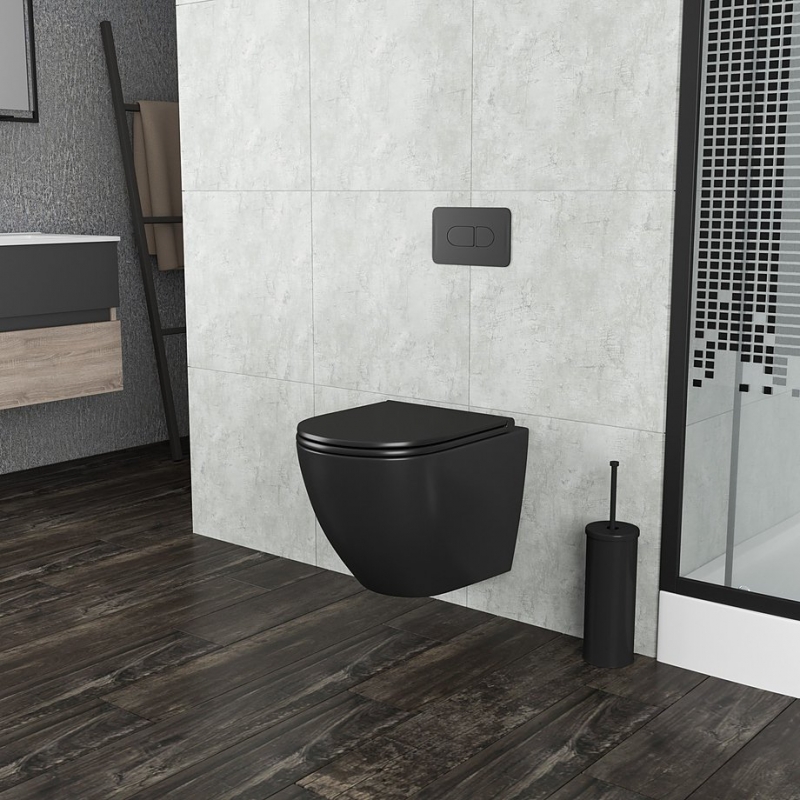 Унитаз подвесной Grossman  36x49 сиденье Duroplast, микролифт, черный матовый