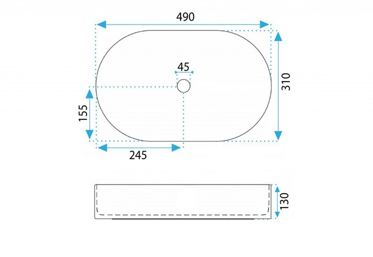 Умывальник накладной Rea VANDA 49x31 белый