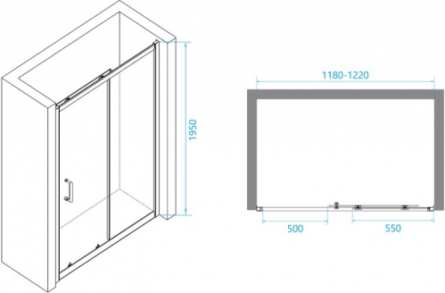 Душевая дверь RGW 120x195 стекла прозрачные, профиль белый