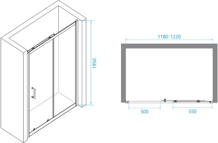 Душевая дверь RGW 120x195 стекла прозрачные, профиль белый