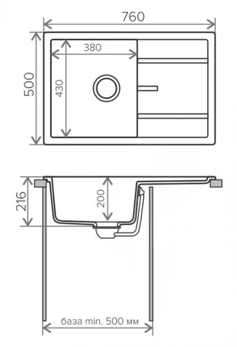 Кухонная мойка Tolero R-112 черный