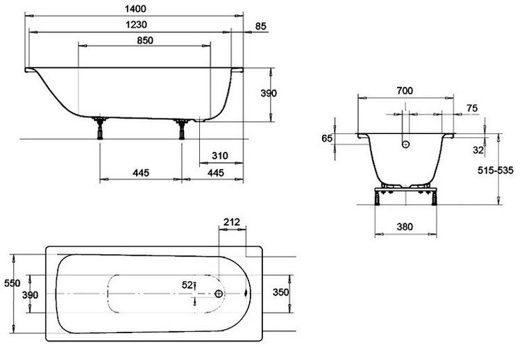 Стальная ванна Kaldewei Eurowa 310