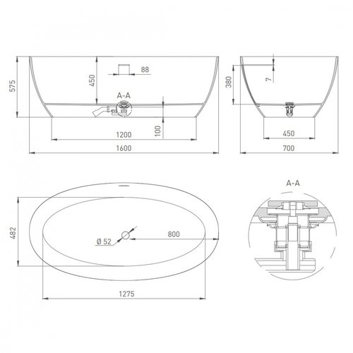 Ванна из искусственного камня Salini ALDA 160x70 белый матовый
