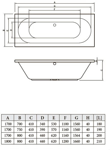 Ванна акриловая Bonito Home (Banoperito) Ilias 170x75 с ножками