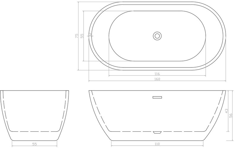 Ванна акриловая Cerutti Spa d'ISEO 160x75 белая