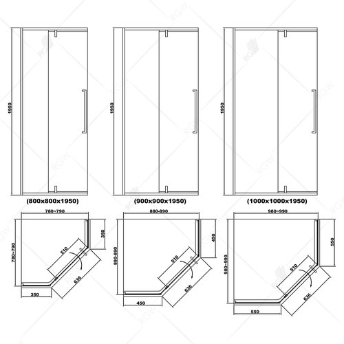 Душевой уголок RGW Stilvoll RGW SV-81-B 90x90, h-195, профиль черный