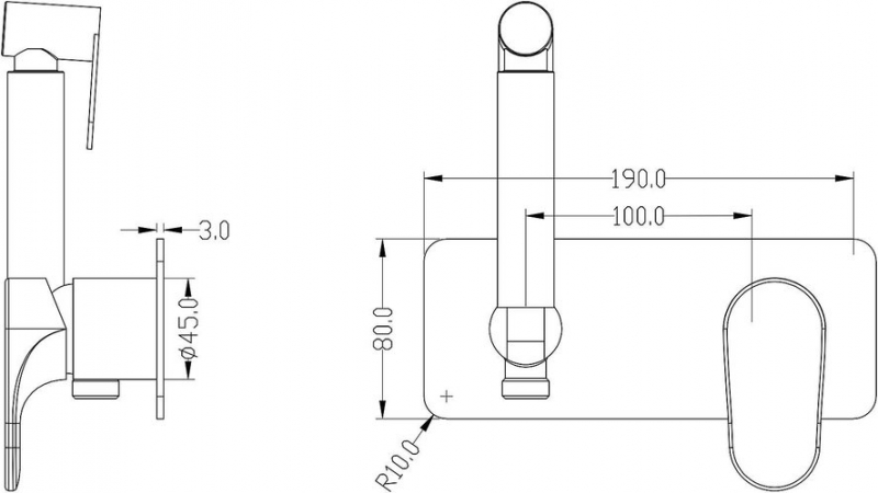 Набор для псевдобиде со смесителем скрытого монтажа Boheme Spectre золото