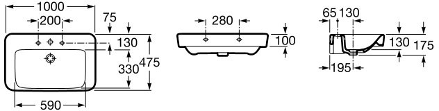 Умывальник подвесной Roca Senso Square 2.0 100x47,5