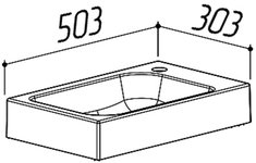 УМЫВАЛЬНИК ТЕМПО 500 без отверстия под смеситель, БЕЛЫЙ МАТОВЫЙ