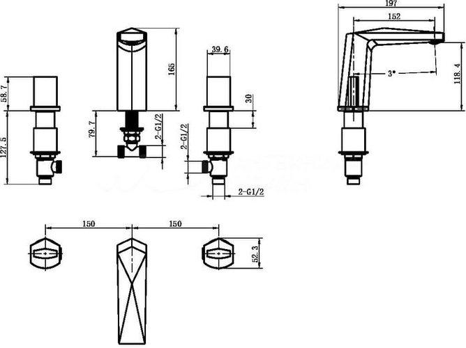 Смеситель для умывальника врезной Boheme Venturo хром