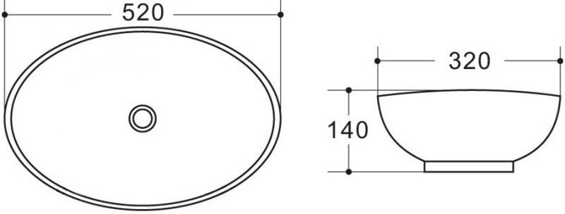 Умывальник накладной Belbagno 52x32