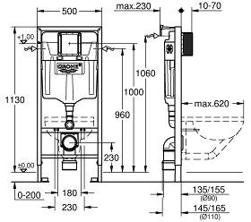 Инсталляция Grohe Rapid SL для подвесного унитаза
