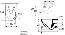 Подвесной унитаз Villeroy& Boch Subway 3.0 37x56 с сиденьем SoftClose безободковый