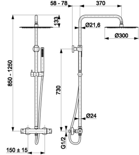 Armatura Moza Black Premium Душевая колонна с термостатическим смесителем для душа, черный