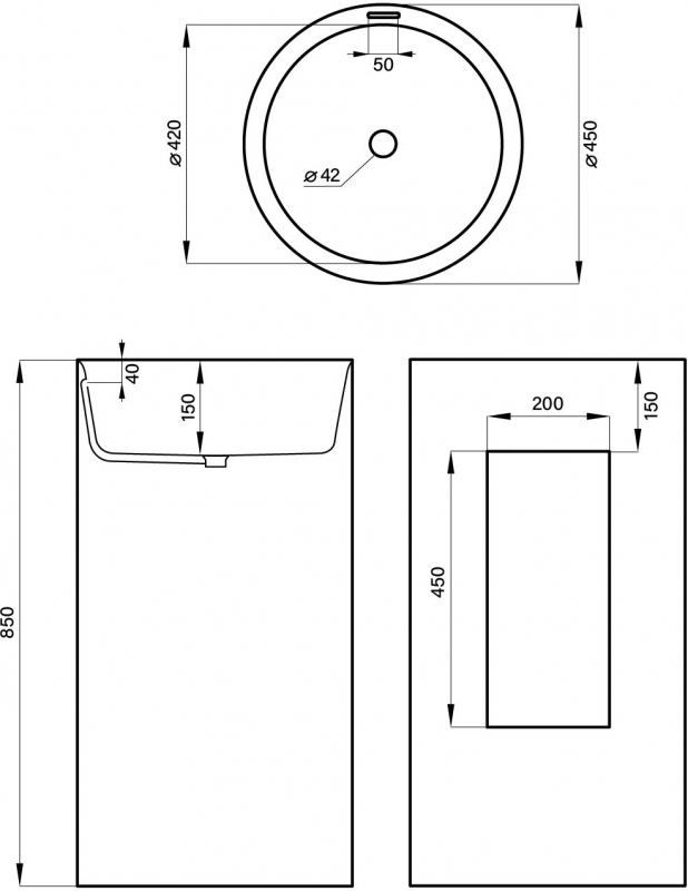 Умывальник напольный Wellsee Chalice Perfection 45x45 белый глянцевый