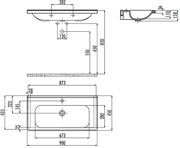 Умывальник Creavit Ideal мебельный/подвесной на креплениях,  белый