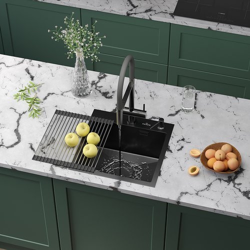 Кухонная мойка Roxen Simple 45x45 графит с дозатором 