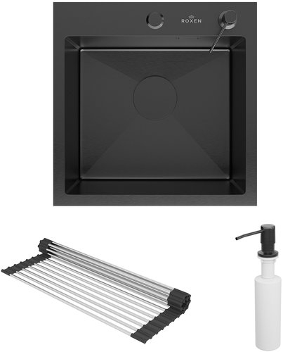 Кухонная мойка Roxen Simple 45x45 графит с дозатором 