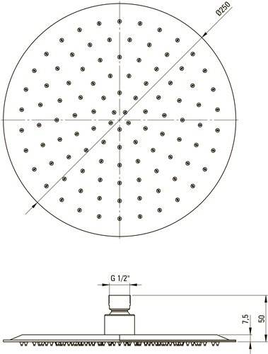 Deante Cascada  Верхний душ стальной круглый d=250 мм, графит