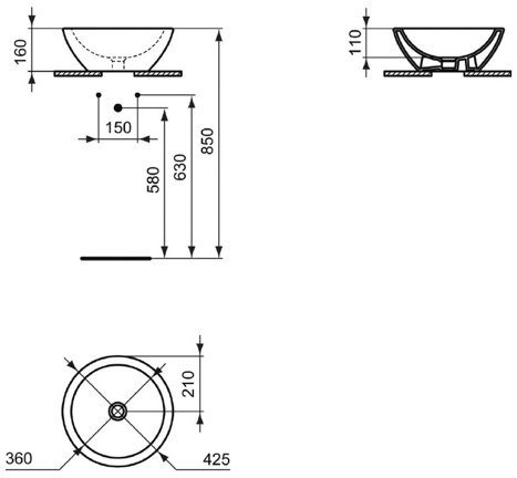 Умывальник-чаша Ideal Standard Strada, 42х42 см