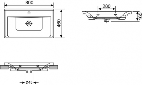 Умывальник Белюкс Порто ПО, Белый