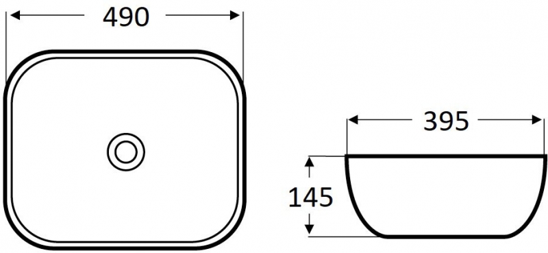 Умывальник накладной Ceramalux 49*39,5*14,5 черный 