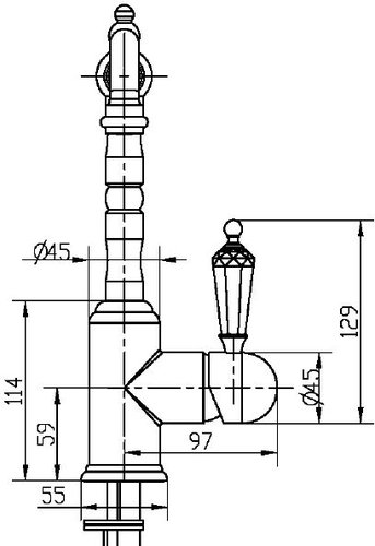 Смеситель для умывальника Boheme Tradizionale Chromo с керамической ручкой