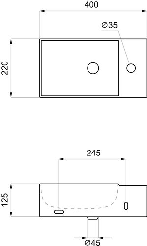 Умывальник накладной/подвесной Wellsee WC Area 40x22 белый глянец