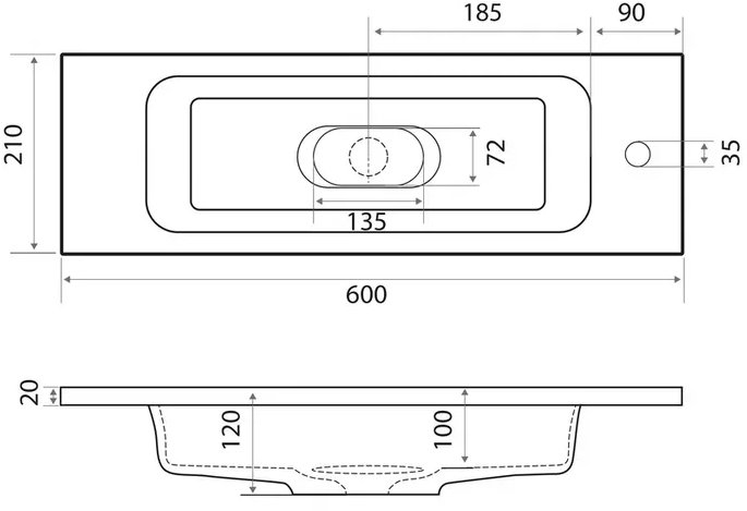 Умывальник мебельный Madera Modul 60*21, белый