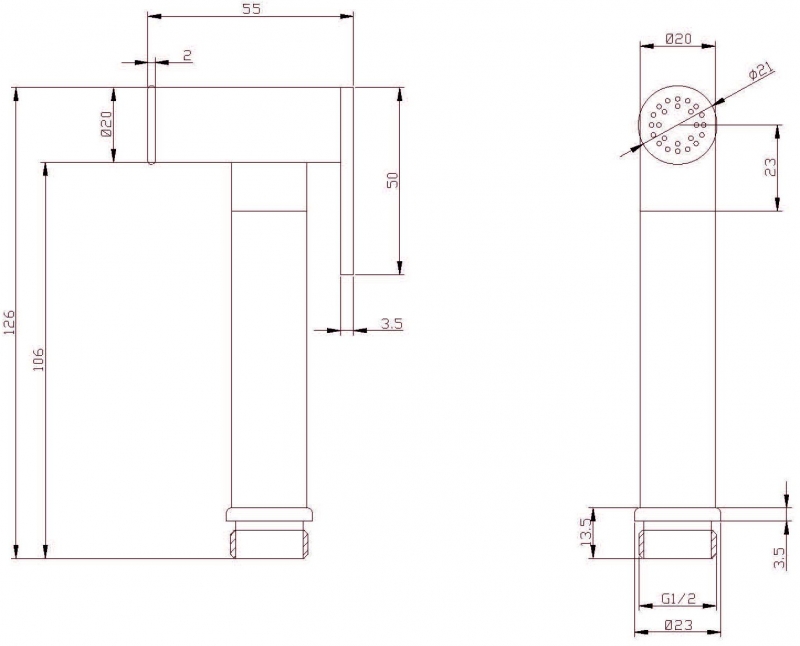 Система для биде скрытого монтажа Omnires SYS с гигиенической лейкой, черный