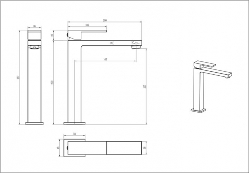 Смеситель для умывальника высокий Boheme Qubic Matt Gold матовое золото