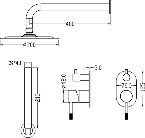 Душевая система скрытого монтажа Boheme Uno черный/золото