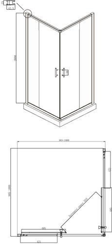 Душевой уголок Ambassador Kingston квадратный 100x100x200 (прозрачное стекло / профиль хром)