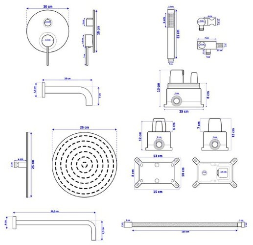 Душевая система скрытого монтажа Rea Lungo Black черный