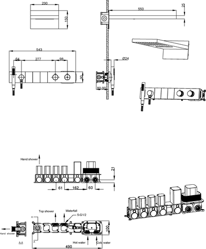 Душевая система скрытого монтажа Boheme Zodiac Copper Brushed с термостатом