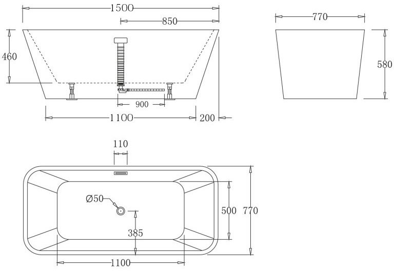 Ванна акриловая BelBagno прямоугольная
