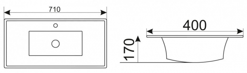 Умывальник встраиваемый Gid 71x40 белый