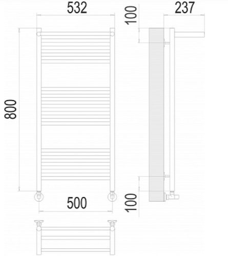 Полотенцесушитель водяной TERMINUS Аврора с полкой П16 500х800, с комплектом подключения 3/4х1/2