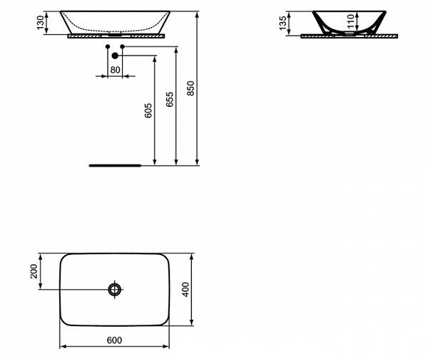 Умывальник Ideal Standard Connect Air, 60x40 см