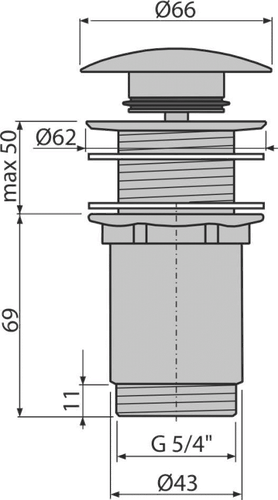 Выпуск AlcaPlast Click-Clack, для умывальника без перелива
