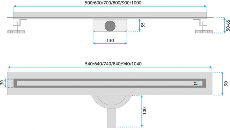 Душевой лоток Rea Neox Slim pro nikiel brush 