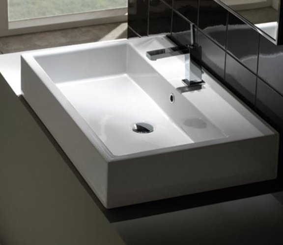 Раковина Globo STONE подвесная/для установки на мебель, размер 80x50 см, с 1 отверстием под смеситель, крепление в комплекте, цвет bi (Bianco)