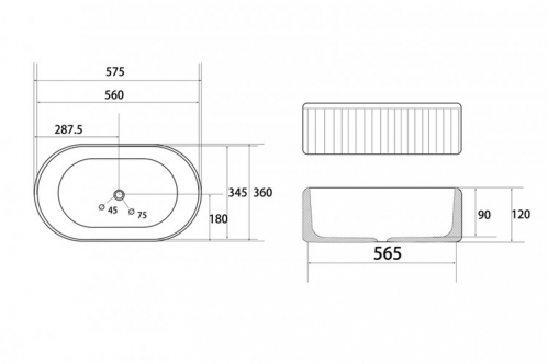 Умывальник накладной ABBER Bequem  57,5x36 белый 