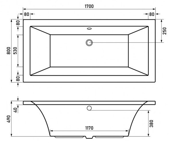 Ванна акриловая Berges TARI 170x80 белая с каркасом