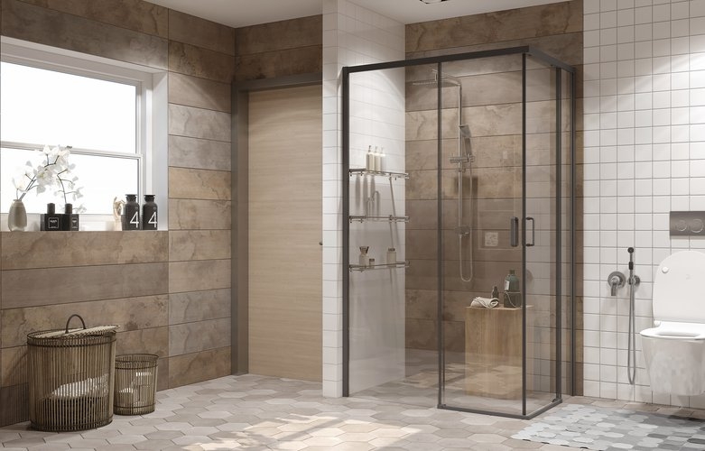 Душевой уголок Ambassador Queen Black 120x80x200 (прозрачное стекло / профиль черный)