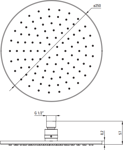 Верхний душ Deante CASCADA GOLD 25см золото