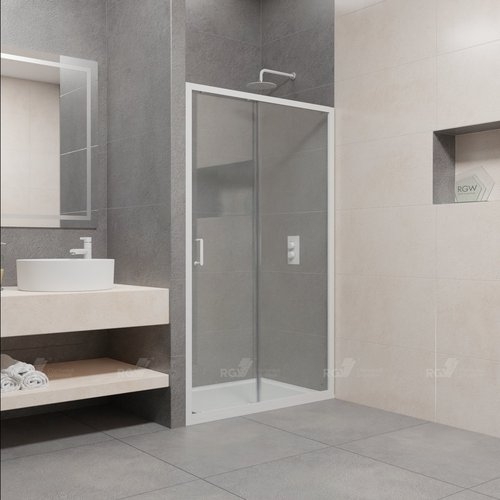 Душевая дверь RGW 120x195 стекла прозрачные, профиль белый