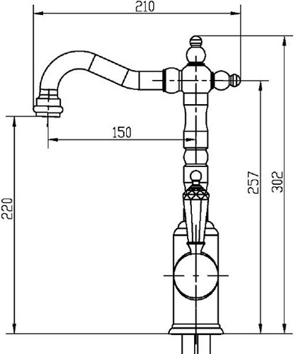 Смеситель для умывальника Boheme Tradizionale Chromo с керамической ручкой