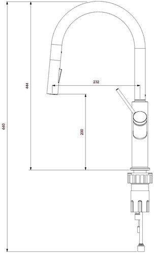 Смеситель для кухни Omnires Bend с выдвижным изливом, черный глянец
